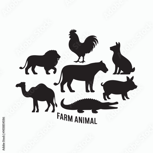 Black Animal Silhouettes – Vector Wildlife Icons in Solid Style