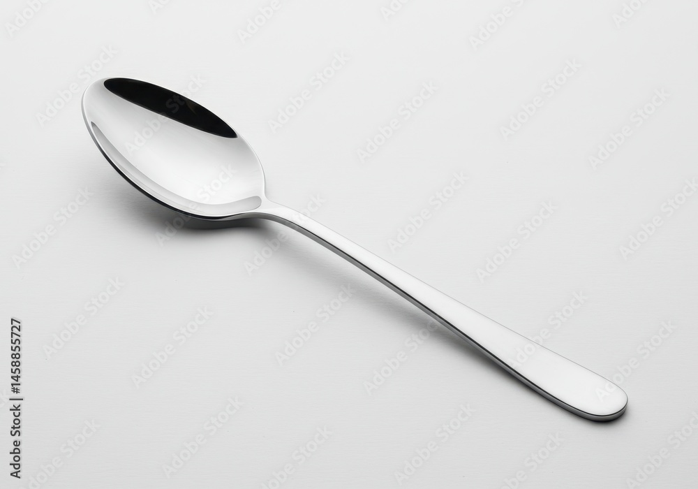 Elegant Shiny Silver Spoon Utensil Tableware Modern Design Kitchenware Polished Metal Cutlery Food Elegant Shiny Silver Spoon Utensil Tableware Modern Design Kitchenware Polished Metal Cutlery Food