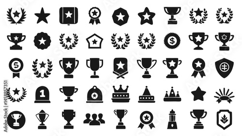 Showcase achievements with a complete set of award icons each symbolizing success and excellence crafted to enhance educational or professional graphic design work
