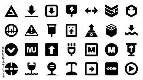 Icon set for cargo handling representing safety standards stacking limits and packaging requirements