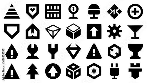 Comprehensive icon set for cargo packaging designed to communicate fragile handling and stacking instructions