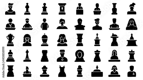 Icon set of ancient sculptures placed against white background great for use in museum posters history books or digital presentations on classical art