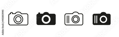Camera icon. Compact photo camera vector illustration. Device with lens and body symbol for taking pictures. Useful in photography, media content and interface design.