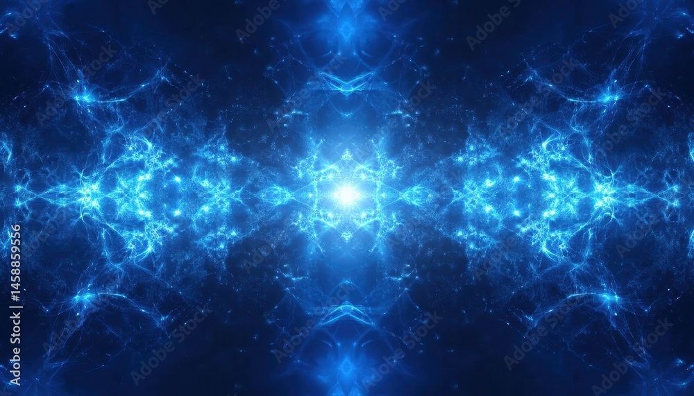 Abstract Symmetrical Blue Galaxy Pattern with Bright Shining Lights in Dark Space Background Design for Wallpaper and Creative Graphic Elements Abstract Symmetrical Blue Galaxy Pattern with Bright Shining Lights in Dark Space Background Design for Wallpaper and Creative Graphic Elements