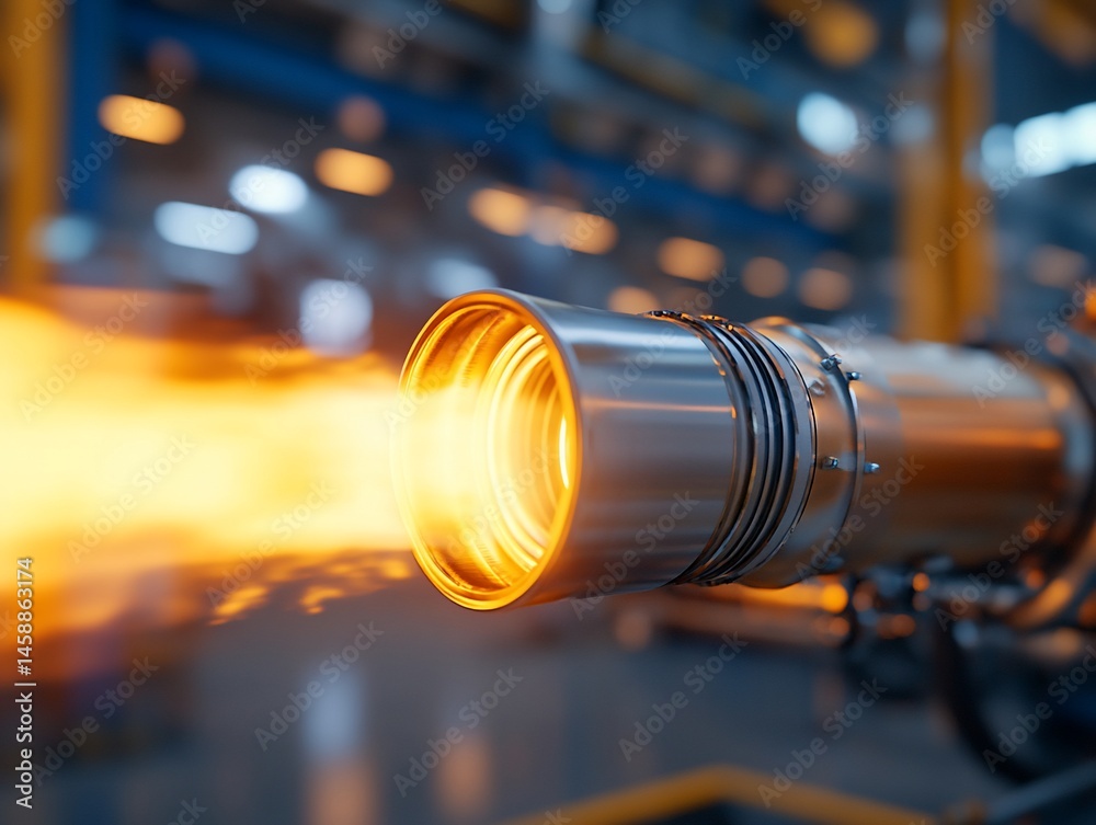 Obraz premium Intense industrial combustion test, engineering and power generation focus