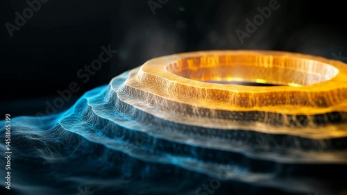 Abstract Light Waves Creating Swirling Patterns in Ethereal Blue and Orange Tones for Creative Backgrounds