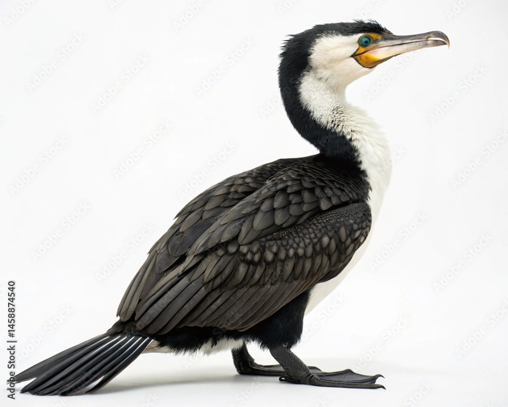 black faced cormorant isolated on white background black faced cormorant isolated on white background