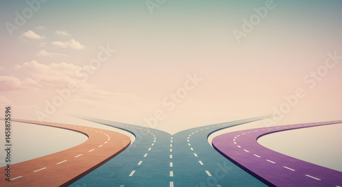 A Conceptual Image of Branching Pathways or Roads Diverging, Symbolizing Personalized Audience Targeting Journeys