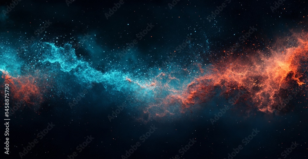 Fototapeta premium Cosmic nebulae, swirling blue and orange
