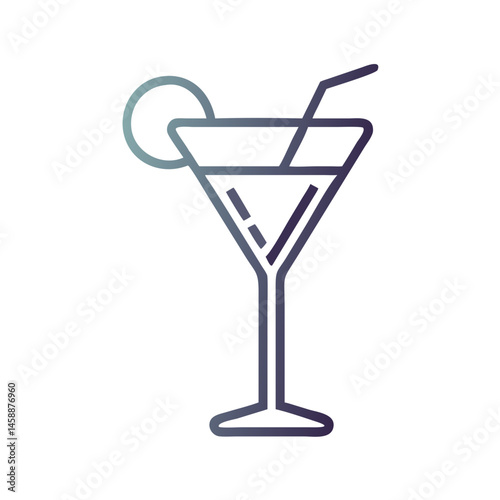 Cocktail Glass Icon Representing Drinks or Bar, Beverage and Party Symbol, Alcohol and Cocktail Illustration for Restaurant, Bar, and Event Design