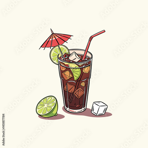 glass of cola with ice