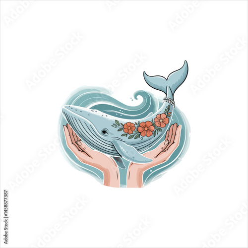 Wallpaper Mural A whale in a girl's hand Torontodigital.ca