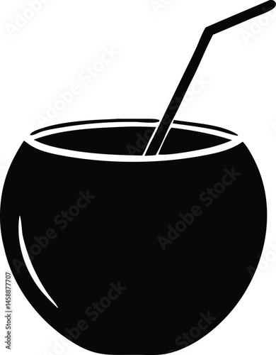 coconut drink silhouette vector isolated