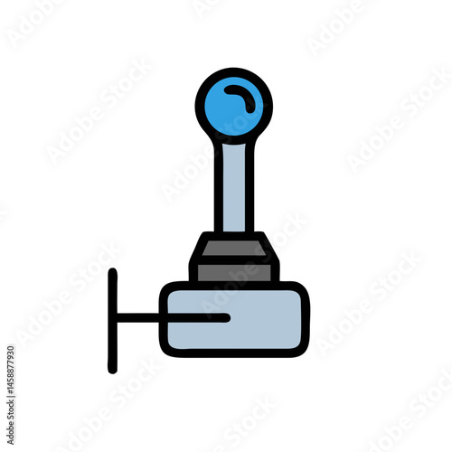 Control Lever Handle Icon, Mechanical and Industrial Tool Symbol, Equipment Operation Illustration for Machinery, Engineering, and Technical Design