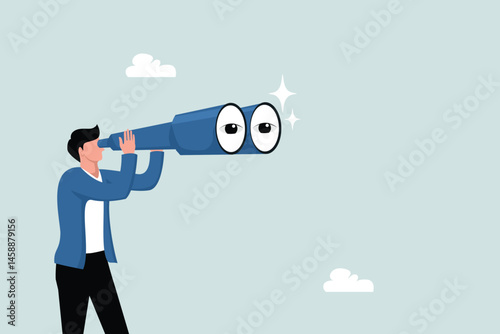 Observation, seeking opportunities, curiosity or surveillance, checking or finding new businesses, job search or finding candidate concepts, curious with big eyes.