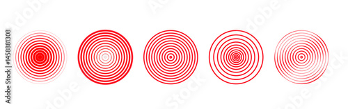 Pain localization icons. Symbols for medical design. Concentric wave pattern radiating outward from center isolated PNG