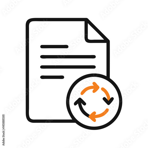 Document with Circular Sync Arrows Icon Representing File Synchronization and Data Updating