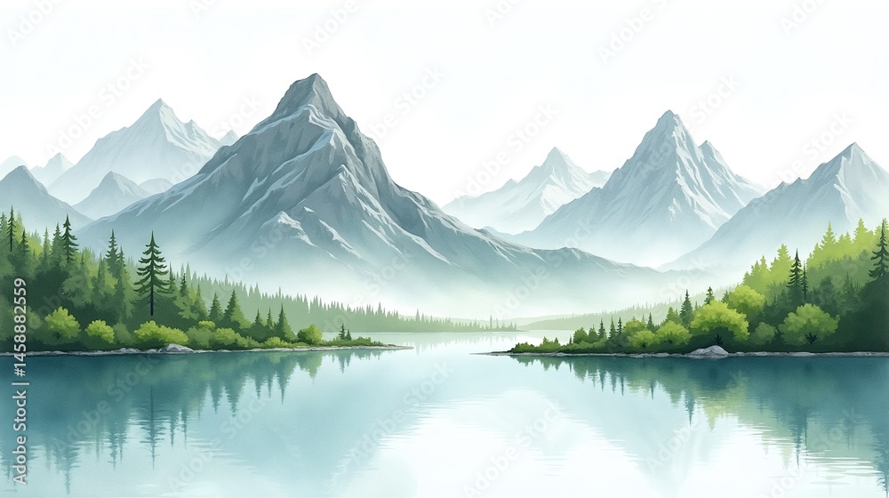 Naklejka premium Tranquil Valley of the Peaks