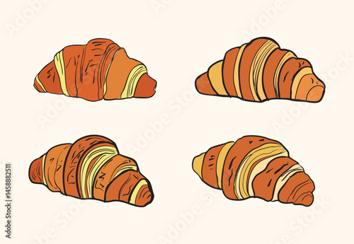 Rustic Croissant Illustration Set