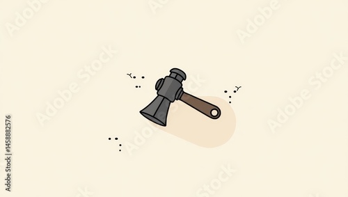 Tamping. Black chesspiece. Wooden handle. Minimalist background. Vector illustration. Flat design. Game concept. Strategy symbol. Board game. Educational use. Website icon. App design. Marketing mater