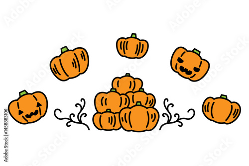 手描き風かわいいハロウィンのかぼちゃイラスト