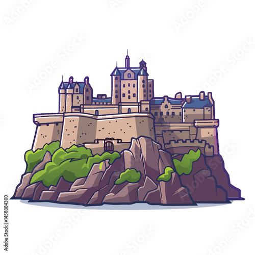 A cute of Edinburgh Castle vector illustration