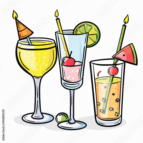 A cute of Drinks birthday party vector illustration