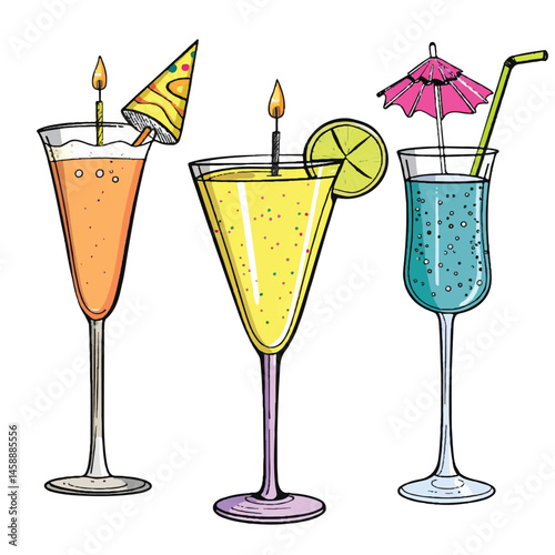 A cute of Drinks birthday party vector illustration