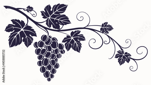 Vector grapes with leaves, showcasing elegance and nature beauty