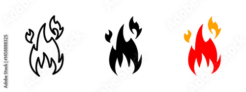 Flame icon. Stylized burning fire with multiple sharp flickers vector illustration. Wild blaze and ignition symbol. Emergency alert and energy source sign. Hazard pictogram.