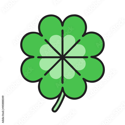 Four-Leaf Clover for Luck Icon Representing Good Fortune and Positive Energy