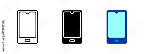 Smartphone icon. Modern touchscreen mobile phone with front camera vector illustration. Digital device for communication and internet symbol. Technology and portability sign. Mobile phone pictogram.