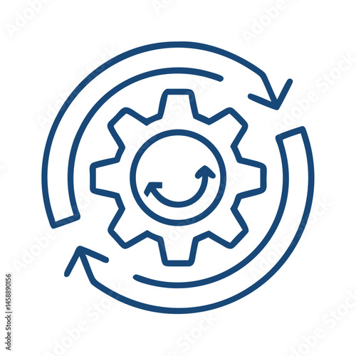 Gear with Circular Progress Arrows Icon Representing Workflow and Process Management