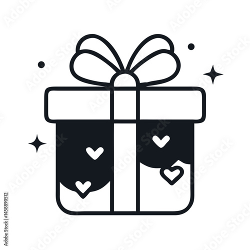 Gift Box with Bow Icon Representing Present or Celebration Package