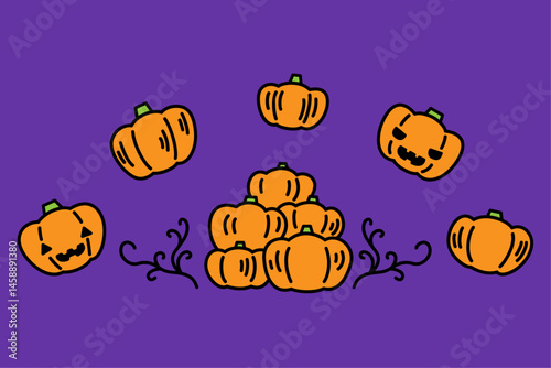 手描き風かわいいハロウィンのかぼちゃイラスト