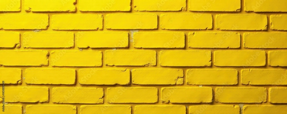 Obraz premium Textured yellow brick wall, uneven mortar lines, wall, yellow brick, grunge