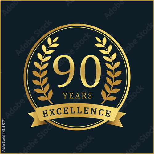 90 Years of Excellence – Golden Anniversary Badge with Ribbon and Laurel Wreaths