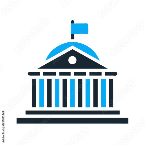 Government Courthouse Building Icon Representing Legal Authority and Judicial System