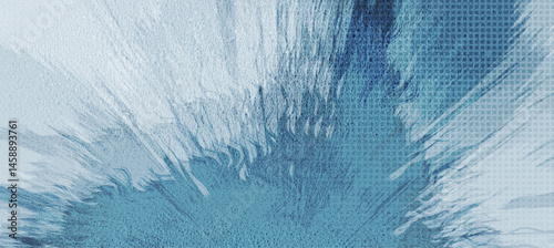 Blue abstract grunge blot and splash grainy texture background. Retro material vector design