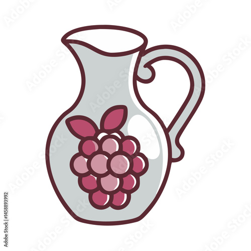 Grape Pitcher Icon Representing Wine Carafe or Sangria Serving Vessel
