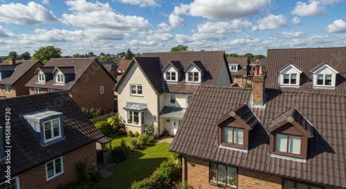 Wallpaper Mural Aerial View of a Residential Neighborhood with Brown Rooftops Torontodigital.ca