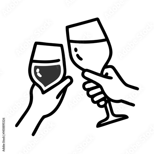 Hand Holding Wine Glass Icon Representing Wine Tasting and Elegant Beverage Enjoyment