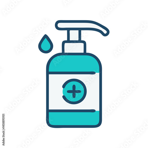Hand Sanitizer Pump Bottle Icon Representing Hygiene and Germ Protection