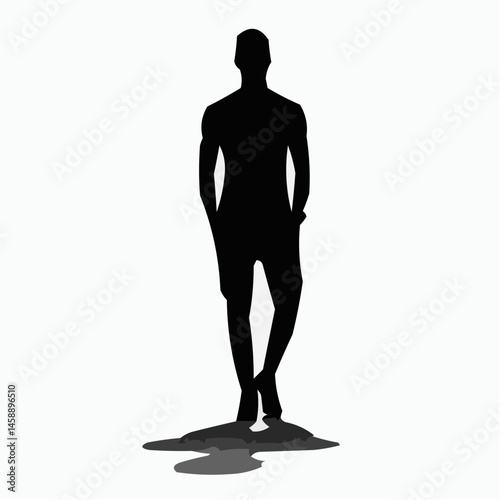 Sport Icon Walking Silhouette Against Minimalist Background  