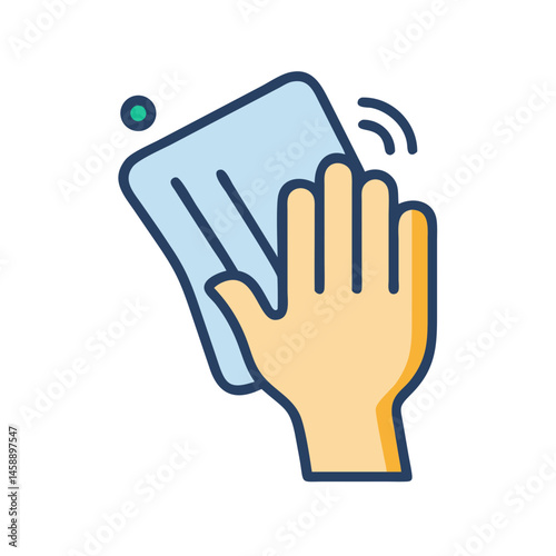 Hand Wiping Surface Icon Representing Cleaning and Sanitation
