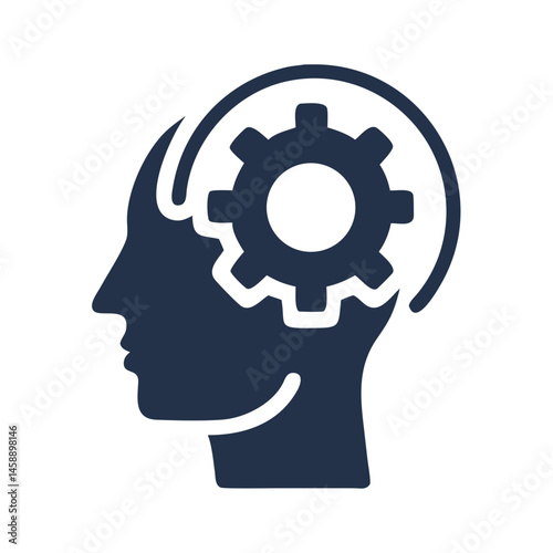 Head with Gear Icon Representing Problem Solving and Cognitive Thinking