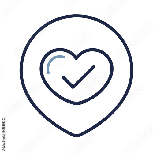Heart with Checkmark Icon Representing Health Approval and Wellness Confirmation