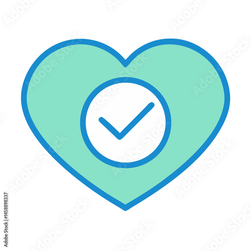 Heart with Checkmark Icon Representing Health Approval and Wellness Confirmation