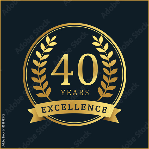 40 Years of Excellence – Golden Anniversary Badge with Ribbon and Laurel Wreaths