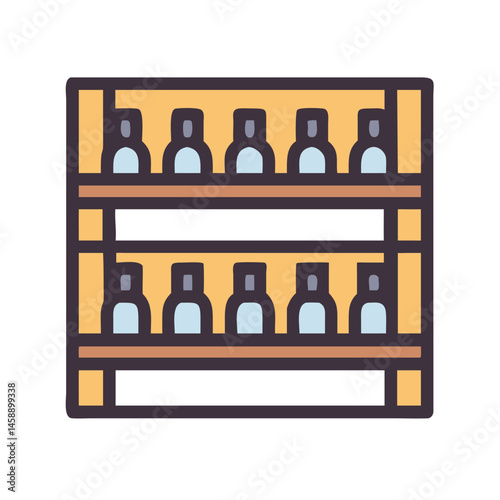 Horizontal Wine Rack Icon Representing Bottle Storage and Wine Organization